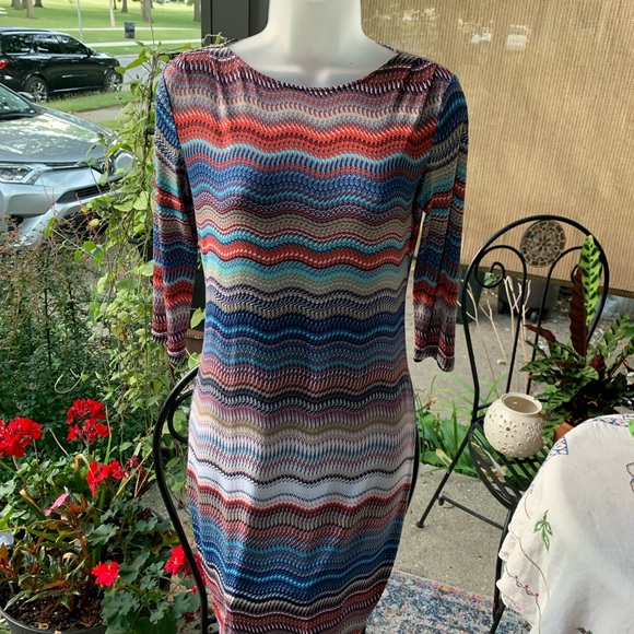 MISSONI Wavy Striped Multicolored Dress Womens Size S EUC - Picture 1 of 5